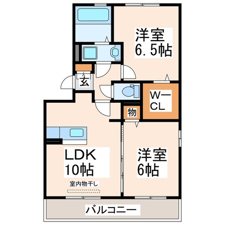 中無田 徒歩5分 2階の物件間取画像